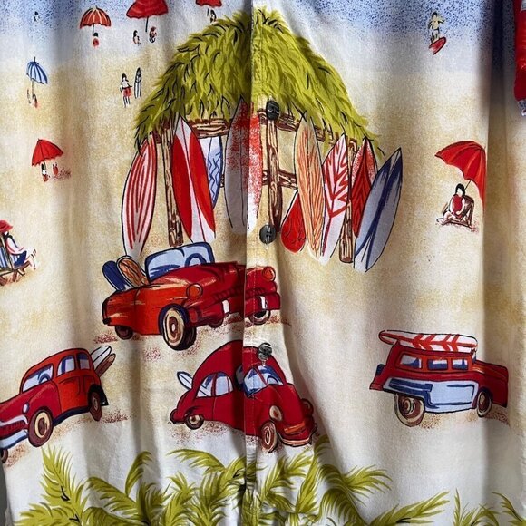 Cherokee Button Up Shirt Mens M Short Sleeve Hawaiian Floral Palm Beach Surf - Picture 5 of 9